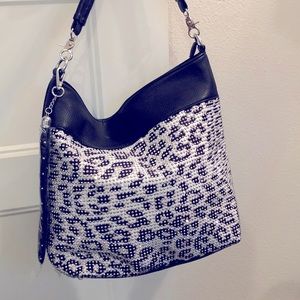 Snow Leopard Sparkly Hobo Purse NWT